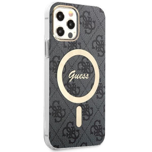 Оригинален комплект GUESS 4G Print (гръб + зарядно) MagSafe GUBPP12MH4EACSK - iPhone 12 / 12 Pro черен - Img 4