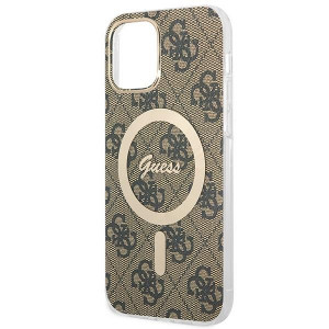 Оригинален комплект GUESS 4G Print (гръб + зарядно) MagSafe GUBPP12MH4EACSW - iPhone 12 / 12 Pro кафяв - Img 6