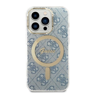Оригинален комплект GUESS 4G Print (гръб + зарядно) MagSafe GUBPP14LH4EACSB - iPhone 14 Pro син - Img 3