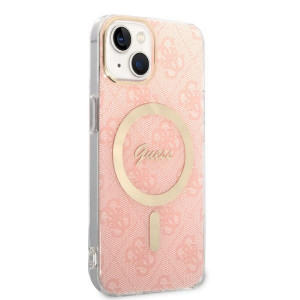 Оригинален комплект GUESS 4G Print (гръб + зарядно) MagSafe GUBPP14MH4EACSP - iPhone 14 Plus розов - Img 4