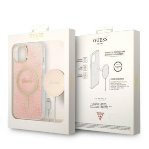 Оригинален комплект GUESS 4G Print (гръб + зарядно) MagSafe GUBPP14SH4EACSP - iPhone 14 розов - Img 10