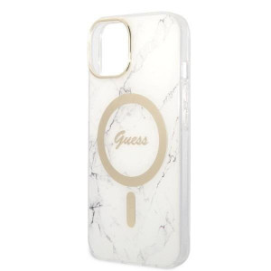 Оригинален комплект GUESS Marble (гръб + зарядно) MagSafe GUBPP14MHMEACSH - iPhone 14 Plus бял - Img 6