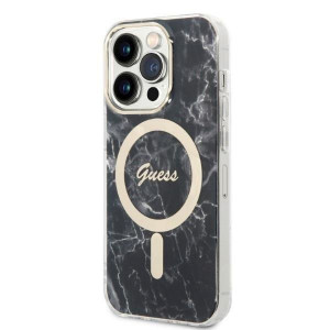 Оригинален комплект GUESS Marble (гръб + зарядно) MagSafe GUBPP14XHMEACSK - iPhone 14 Pro Max черен - Img 2