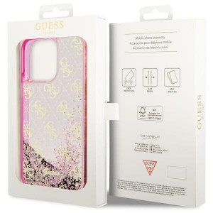 Оригинален полупрозрачен гръб GUESS 4G Liquid Glitter GUHCP14LLC4PSGP - iPhone 14 Pro розов - Img 8