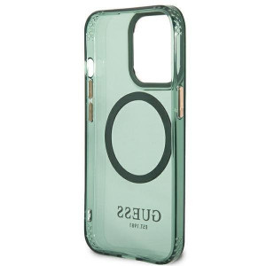 Оригинален полупрозрачен твърд гръб GUESS Gold Outline MagSafe GUHMP13LHTCMA - iPhone 13 Pro зелено каки - Img 7