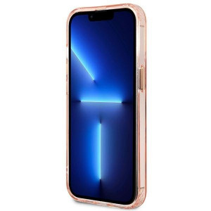 Оригинален полупрозрачен твърд гръб GUESS Gold Outline MagSafe GUHMP13LHTCMP - iPhone 13 Pro розов - Img 5