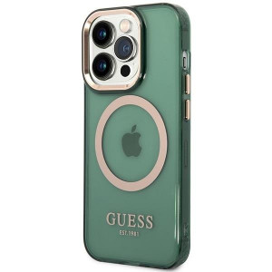 Оригинален полупрозрачен твърд гръб GUESS Gold Outline MagSafe GUHMP14XHTCMA - iPhone 14 Pro Max зелен - Img 2