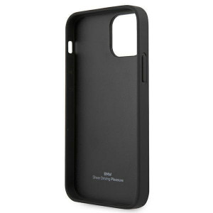 Оригинален твърд гръб от еко кожа BMW Leather Curve Perforate BMHCP12SRSPPK - iPhone 12 mini черен - Img 7