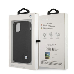 Оригинален твърд гръб от еко кожа BMW Leather Deboss BMHCP12SRCDPK - iPhone 12 mini черен - Img 8