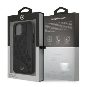 Оригинален твърд гръб с естествена кожа MERCEDES Leather Perforated Area MEHCP12LCDOBK - iPhone 12 Pro Max черен - Img 8