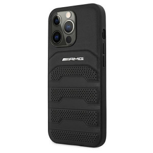 Оригинален твърд гръб AMG Leather Debossed Lines AMHCP13LGSEBK - iPhone 13 Pro черен - Img 2