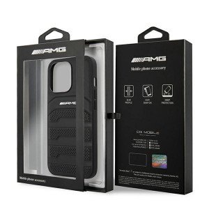 Оригинален твърд гръб AMG Leather Debossed Lines AMHCP14XGSEBK - iPhone 14 Pro Max черен - Img 8