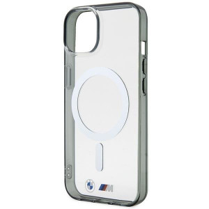 Оригинален твърд гръб BMW Silver Ring MagSafe BMHMP14SHCRS - iPhone 14 прозрачен - Img 6