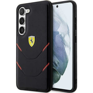 Оригинален твърд гръб FERRARI Hot Stamp Lines FEHCS23SPBAK - Samsung Galaxy S23 черен - Img 1