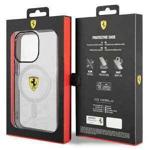 Оригинален твърд гръб FERRARI Outline MagSafe FEHMP14LURKT - iPhone 14 Pro прозрачен - Img 8