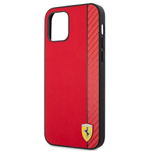 Оригинален твърд гръб FERRARI Track Carbon Stripe FESAXHCP12LRE - iPhone 12 Pro Max червен - Img 6