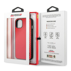Оригинален твърд гръб FERRARI Track Carbon Stripe FESAXHCP13SRE - iPhone 13 mini червен - Img 8