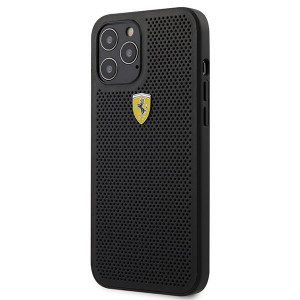 Оригинален твърд гръб FERRARI Track Perforated FESPEHCP12LBK - iPhone 12 Pro Max черен - Img 1