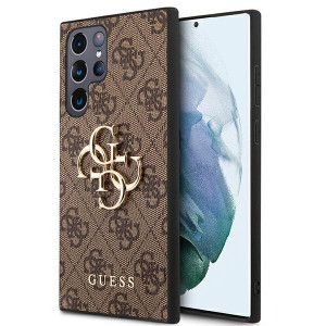 Оригинален твърд гръб GUESS 4G Big Metal Logo GUHCS22L4GMGBR - Samsung Galaxy S22 Ultra кафяв - Img 1