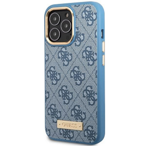 Оригинален твърд гръб GUESS 4G Logo Plate MagSafe - iPhone 14 Pro Max син - Img 2