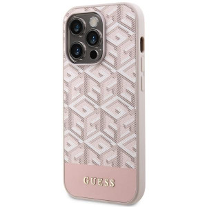 Оригинален твърд гръб GUESS GCube Stripes MagSafe GUHMP14LHGCFSEP - iPhone 14 Pro розов - Img 2