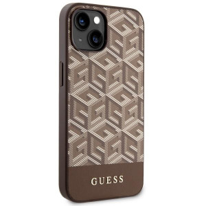 Оригинален твърд гръб GUESS GCube Stripes MagSafe GUHMP14MHGCFSEW - iPhone 14 Plus кафяв - Img 4