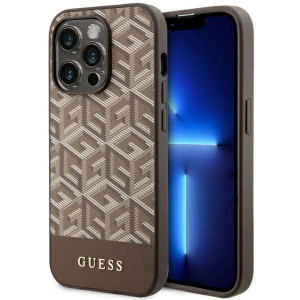 Оригинален твърд гръб GUESS GCube Stripes MagSafe GUHMP14XHGCFSEW - iPhone 14 Pro Max кафяв - Img 1