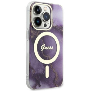 Оригинален твърд гръб GUESS Golden Marble MagSafe GUHMP14LHTMRSU - iPhone 14 Pro лилав - Img 4