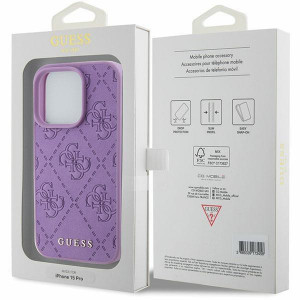 Оригинален твърд гръб GUESS Leather 4G Stamped - iPhone 15 Pro лилав - Img 8