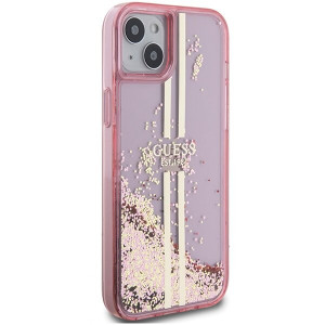 Оригинален твърд гръб GUESS Liquid Glitter Gold Stripes - iPhone 15 Plus / 14 Plus розов - Img 4