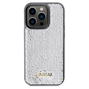 Оригинален твърд гръб GUESS Sequin Script Metal - iPhone 14 Pro сребрист - Img 3