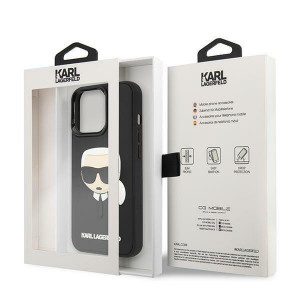 Оригинален твърд гръб KARL LAGERFELD 3D Rubber Karl's Head KLHCP14LKH3DBK - iPhone 14 Pro черен - Img 8