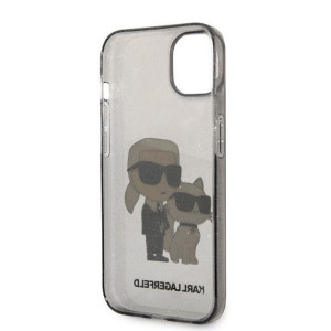 Оригинален твърд гръб KARL LAGERFELD Gliter Karl & Choupette KLHCP14SHNKCTGK - iPhone 14 черен - Img 7