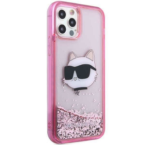 Оригинален твърд гръб KARL LAGERFELD Glitter Choupette Head KLHCP12MLNCHCP - iPhone 12 / 12 Pro розов - Img 4