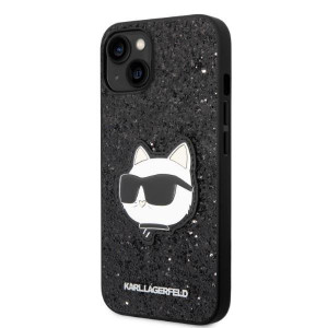 Оригинален твърд гръб KARL LAGERFELD Glitter Choupette Patch KLHCP14MG2CPK - iPhone 14 Plus черен - Img 2