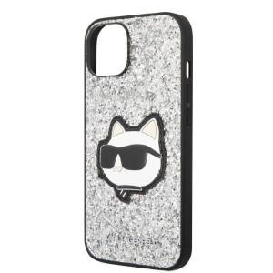 Оригинален твърд гръб KARL LAGERFELD Glitter Choupette Patch KLHCP14SG2CPS - iPhone 14 сребрист - Img 6