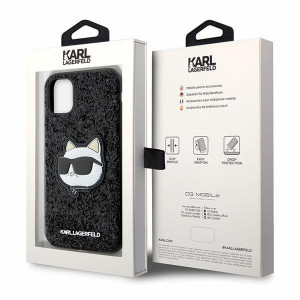 Оригинален твърд гръб KARL LAGERFELD Glitter Choupette Patch KLHCN61G2CPK - iPhone 11 черен - Img 8