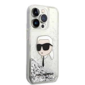 Оригинален твърд гръб KARL LAGERFELD Glitter Karl Head KLHCP14LLNKHCH - iPhone 14 Pro сребрист - Img 4