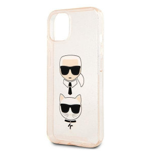 Оригинален твърд гръб KARL LAGERFELD Glitter Karl's & Choupette KLHCP13SKCTUGLGO - iPhone 13 mini златист - Img 6