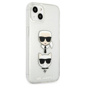 Оригинален твърд гръб KARL LAGERFELD Glitter Karl's & Choupette KLHCP13SKCTUGLS - iPhone 13 mini сребрист - Img 4