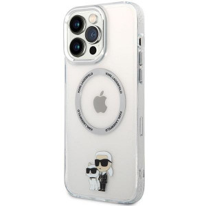 Оригинален твърд гръб KARL LAGERFELD Ikonik Karl & Choupette MagSafe KKLHMP13XHNKCIT - iPhone 13 Pro Max прозрачен - Img 2