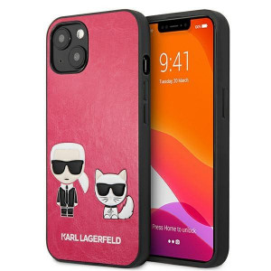Оригинален твърд гръб KARL LAGERFELD Ikonik Karl & Choupette KLHCP13SPCUSKCP - iPhone 13 mini циклама - Img 1