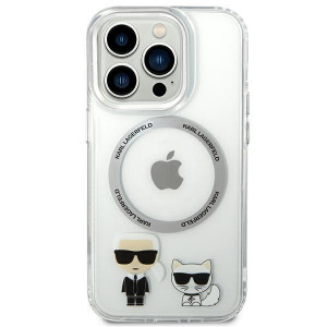 Оригинален твърд гръб KARL LAGERFELD Karl & Choupette Aluminum MagSafe KLHMP14XHKCT - iPhone 14 Pro Max прозрачен / прозрачен - Img 3