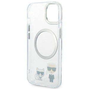 Оригинален твърд гръб KARL LAGERFELD Karl & Choupette Aluminum KLHMP14MHKCT MagSafe - iPhone 14 Plus прозрачен - Img 7