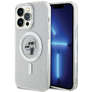 Оригинален твърд гръб KARL LAGERFELD Karl & Choupette Glitter MagSafe case - iPhone 15 Pro Max прозрачен - Img 1