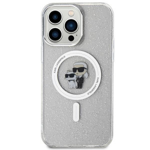 Оригинален твърд гръб KARL LAGERFELD Karl & Choupette Glitter MagSafe case - iPhone 15 Pro Max прозрачен - Img 3