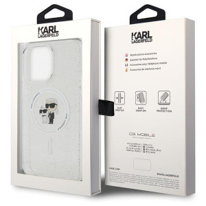 Оригинален твърд гръб KARL LAGERFELD Karl & Choupette Glitter MagSafe case - iPhone 15 Pro Max прозрачен - Img 8