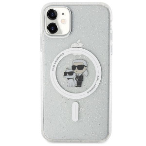 Оригинален твърд гръб KARL LAGERFELD Karl & Choupette Glitter MagSafe KLHMN61HGKCNOT - iPhone 11 прозрачен - Img 3