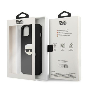 Оригинален твърд гръб KARL LAGERFELD Leather Ikonik Karl's Head Metal KLHCP13SPKMK - iPhone 13 mini черен - Img 8