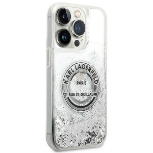 Оригинален твърд гръб KARL LAGERFELD Liquid Glitter RSG KLHCP14LLCRSGRS - iPhone 14 Pro сребрист - Img 4